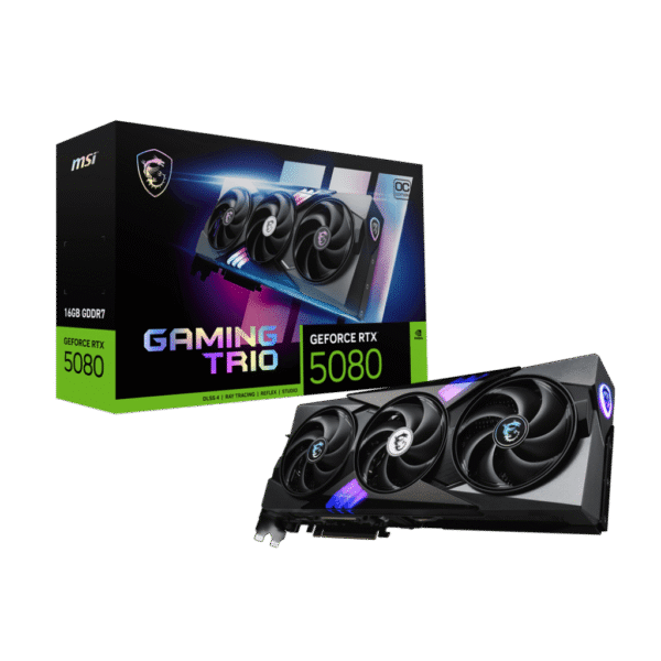 MSI GeForce RTX 5080 16G Gaming Trio OC Graphic Card, 16GB GDDR7 256-bit Memory, 30 Gbps, PCI Express Gen 5 Interface, Upto 2700 MHz