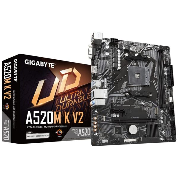 GIGABYTE ATX A520M K V2 Motherboard with GBe LAN with Bandwidth Management, DDR4, Pcie 3.0 X4 M.2, Smart Fan 5