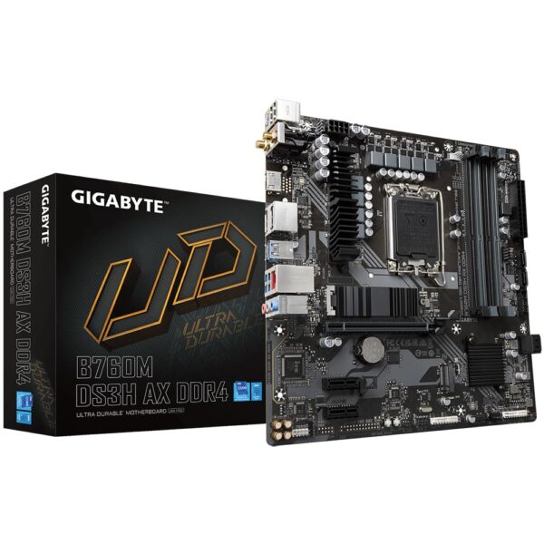Gigabyte B760M DS3H AX (Wi-Fi) Motherboard, mATX -- Supports 13th and 12th Generation Intel® Core™, Pentium® Gold, Celeron® Processors, Socket LGA1700 -- DDR4