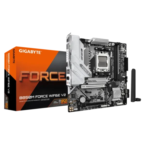 GIGABYTE B850M FORCE WIFI6E V2 WIFI6E AMD AM5 Motherboard, mATX, DDR5, 2X M.2, PCIe 5.0, USB-C, WIFI6E, 2.5GbE LAN