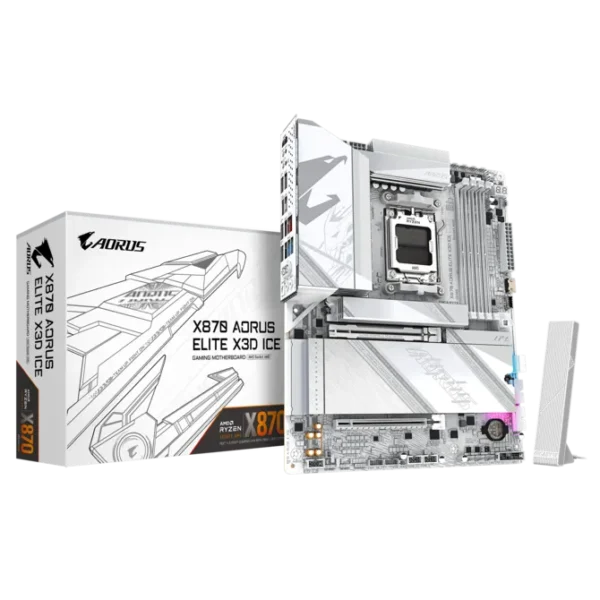GIGABYTE X870 AORUS Elite X3D Ice Motherboard - Supports up to 9000Hz DDR5 (OC), 2xPCIe 5.0 + 2xPCIe 4.0, Wi-Fi 7, 2.5GbE LAN, USB 4.0