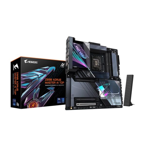 GIGABYTE Z890 AORUS Master AI TOP Intel Core Ultra (Series 2) LGA 1851 Motherboard, E-ATX, DDR5, 4X M.2, PCIe 5.0, Thunderbolt 4, WIFI7, 10GbE LAN, EZ-Latch
