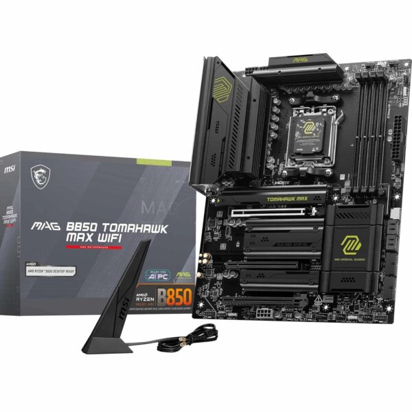 MSI MAG B850 Tomahawk MAX WiFi Motherboard, ATX -- Supports AMD Ryzen 9000 / 8000 / 7000 Processors, Socket AM5 -- DDR5