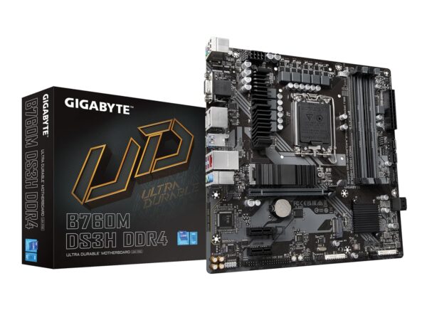 Gigabyte B760M DS3H Motherboard, mATX -- Support for the 14th, 13th, 12th Generation Intel® Core™, Pentium®, GoldCeleron® Processors, Socket LGA1700 -- DDR5