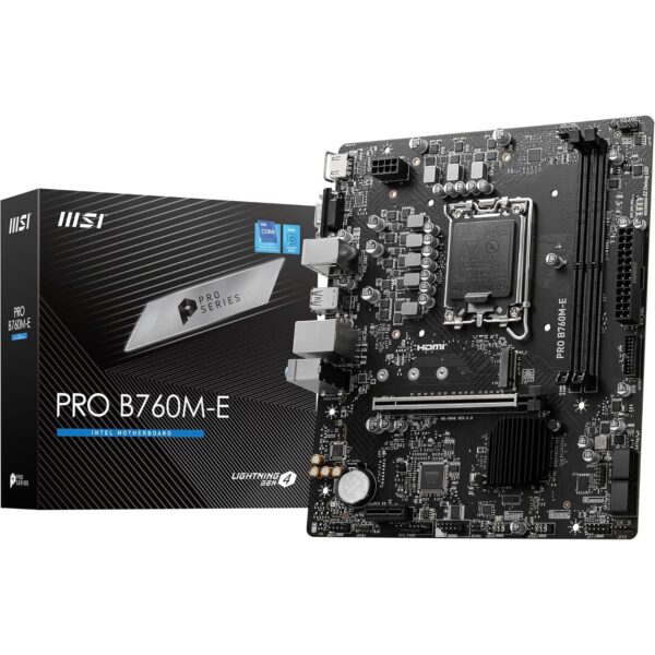 MSI PRO B760M-E Motherboard, mATX -- Supports 14th/13th/12th Gen Intel Core Processors, Socket LGA 1700 -- DDR5