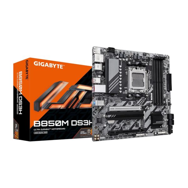 GIGABYTE B850M DS3H AMD AM5 LGA 1718 Motherboard, mATX, DDR5, 2X M.2, PCIe 5.0, USB-C, 2.5GbE LAN