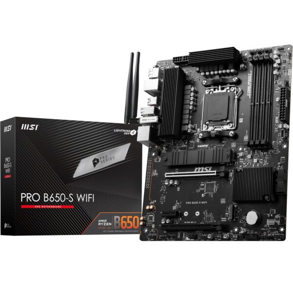 MSI PRO B650-S WiFi ProSeries Motherboard, ATX -- Supports AMD Ryzen™ 9000 / 8000 / 7000 Series Desktop Processors, Socket AM5 -- DDR5