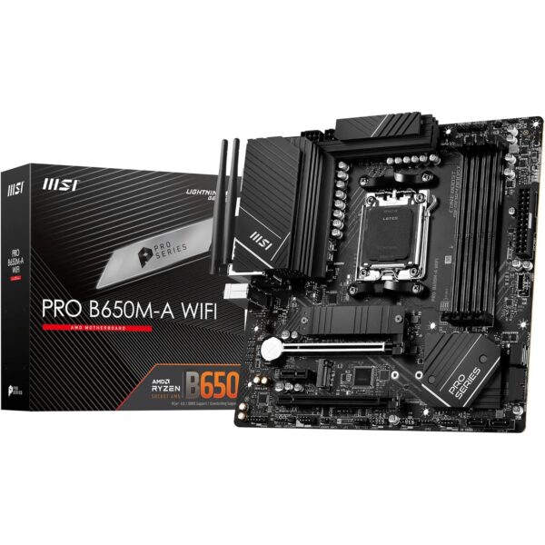 MSI PRO B650M-A WiFi Motherboard, mATX -- Supports AMD Ryzen™ 9000 / 8000 / 7000 Series Desktop Processors, Socket AM5 -- DDR5