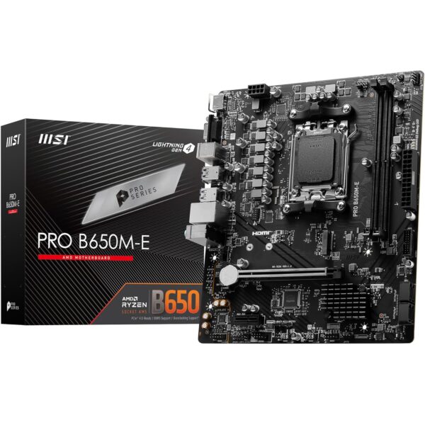 MSI PRO B650M-E Motherboard, mATX -- Supports AMD Ryzen 9000/8000/7000 Series Processors, Socket AM5 -- DDR5