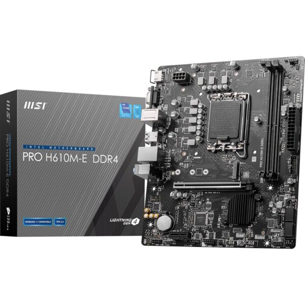 MSI PRO H610M-E DDR4 Motherboard, mATX -- Supports 14th/13th/12th Gen Intel Core Processors, Socket LGA 1700 -- DDR4