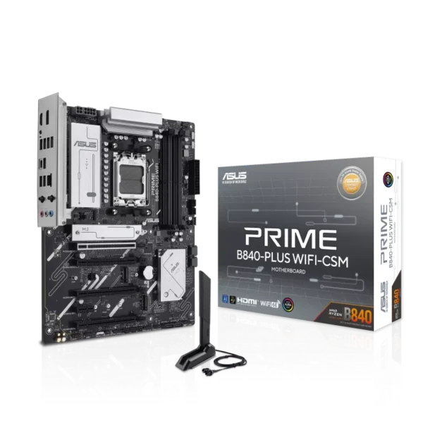 ASUS Prime B840-PLUS WiFi-CSM AMD Socket AM5 for AMD Ryzen 7000 , 8000 & 9000 Series Desktop Processors 1 x PCIe 4.0 x16 Slot