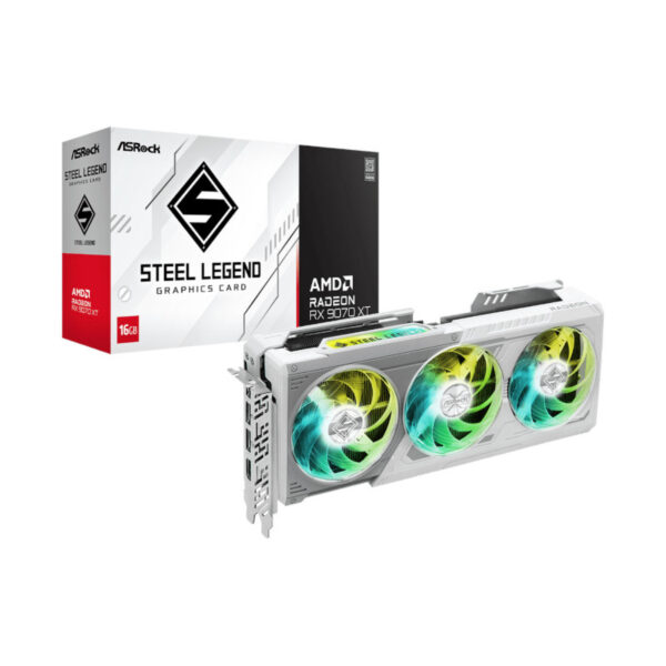 ASRock Steel Legend AMD Radeon™ RX 9070 XT 16GB GDDR6 Graphics Card White