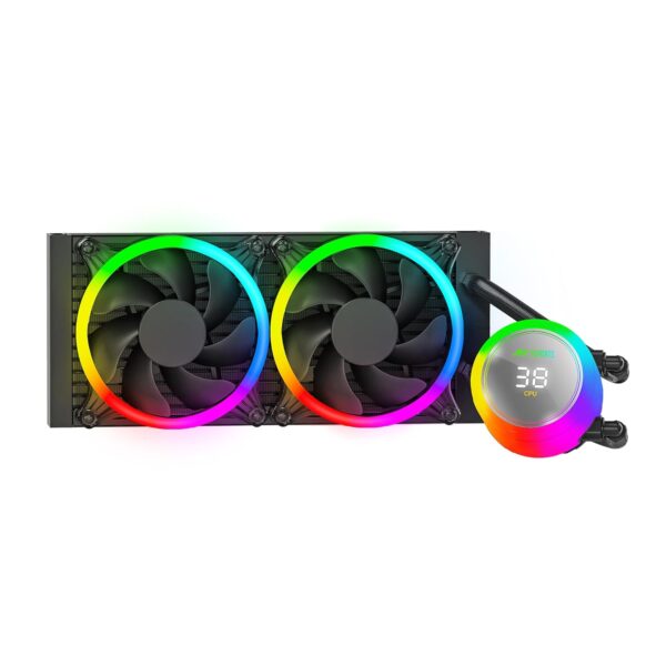 Ant Esports ICE Chroma 240 ARGB 240mm ARGB Liquid Cooler with CPU Temperature Display - Black Support Intel & AMD CPU Sockets