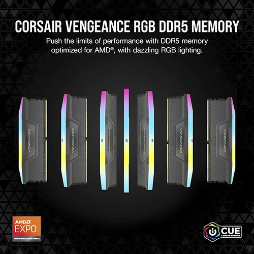 Corsair Vengeance RGB 16GB DDR5 5200MHz C40 RAM - Grey