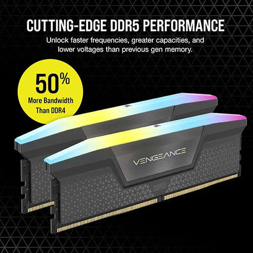 Corsair Vengeance RGB 16GB DDR5 5200MHz C40 RAM - Grey