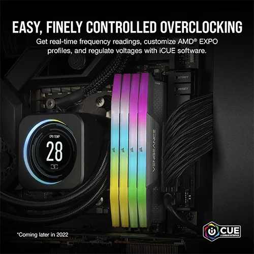 Corsair Vengeance RGB 16GB DDR5 5200MHz C40 RAM - Grey