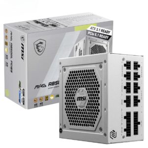 MSI MAG A850GL PCIe 5 White 850W 80 Plus Gold Fully Modular ATX 3.1 Power Supply