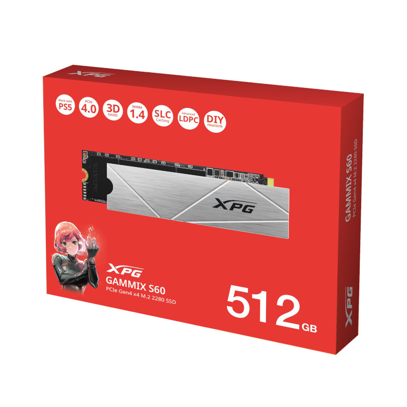 ADATA XPG GAMMIX S60 512GB PCIe Gen4 x4 NVMe M.2 SSD