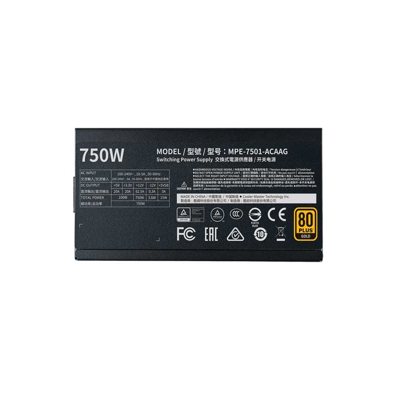 Cooler Master MWE Gold 750 V2 Full Modular 750W 80 Plus Gold Power Supply