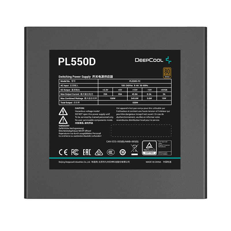 DeepCool PL550D 550W 80 Plus Bronze ATX 3.0 Power Supply
