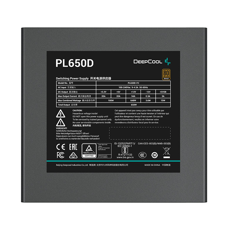 DeepCool PL650D 650W 80 Plus Bronze ATX 3.0 Power Supply