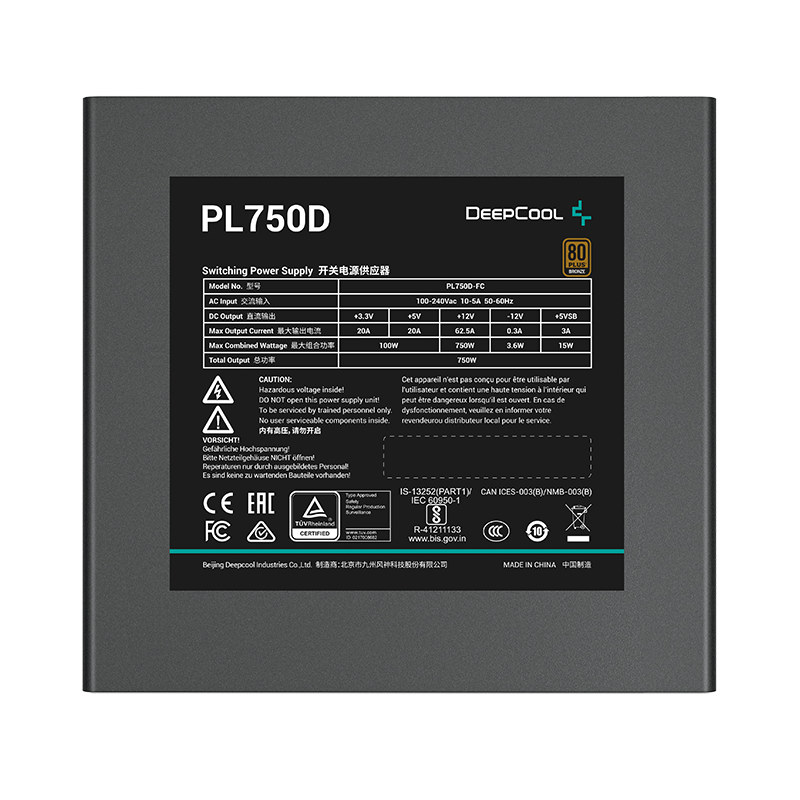 DeepCool PL750D 750W 80 Plus Bronze ATX 3.0 Power Supply